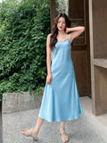 Moonlight Blue Embroidered Cheongsam Dress