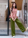 Nerida 2-Piece Printed Vest Cheongsam Set