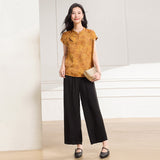 Emma 2-Piece Green Brown Pattern Cheongsam Set