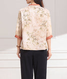 Dame Pink Yellow Pattern Cheongsam Top