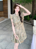 Jade 2-Piece Jacquard Ruffle Cheongsam Set