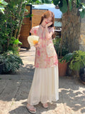 Chateau 2-Piece Pink Mandarin-Collar Cheongsam Top
