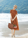 Nora Light Yellow Striped Cheongsam Dress