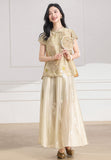 Theodora Yellow Green Short Sleeve Cheongsam Top