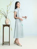 Delphine Lake Blue Fishtail Cheongsam Dress