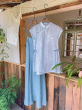 Pansy Light Blue Embroidered Cheongsam Dress