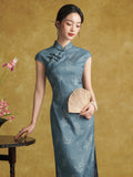 Twilight Charismatic Jade Blue Cheongsam Dress Slim Fit Qipao