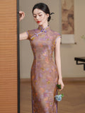 Tempo Grand Shimmering Brocade Cheongsam Dress Frog Buttons Qipao
