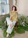 Tao 2-Piece Embroidered Top and Pants Cheongsam