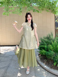 Gladiolus 2-Piece Green Embroidered Cheongsam Set
