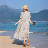 Aster Gray Textured Embroidery Cheongsam Dress