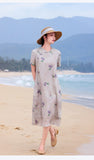 Heloise Immaculate Mandarin Collar Floral Ramie Cheongsam Qipao Dress