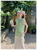 Eva 2-Piece Jacquard Top and Pants Set Cheongsam