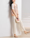 Beauty 2-Piece Green Wide-Leg Cheongsam Set