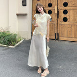 Imogen 2-Piece Embroidered Top Skirt Cheongsam