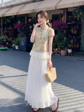 Spica 2-Piece Floral Pleated Cheongsam Set
