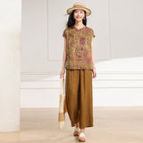 Emma 2-Piece Green Brown Pattern Cheongsam Set
