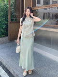 Majesty 2-Piece Embroidered Satin Cheongsam Set