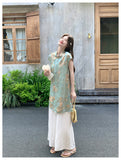 Queen 2-Piece Floral Print Cheongsam Top