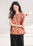 Atelier Red Yellow Jacquard Cheongsam Top
