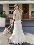 Spica 2-Piece Floral Pleated Cheongsam Set
