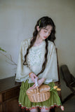 Peony 2-Piece Algae Green Lace Cheongsam Top