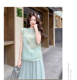 Ingrid 2-Piece Green Embroidered Cheongsam Set