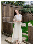 Aquamarine 2-Piece Embroidered Top Cheongsam Set