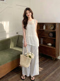 Pyrite 2-Piece Lace Top and Striped Pants Cheongsam