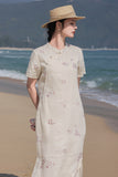 Ava Elevated Embroidered Frog Buttons Elegant Cheongsam Qipao Dress