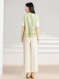 Beauty 2-Piece Green Wide-Leg Cheongsam Set