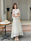Aquamarine 2-Piece Embroidered Top Cheongsam Set