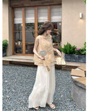 Luster 2-Piece Black Jacquard Vest Set Cheongsam