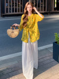 Serenity Yellow Butterfly Print Cheongsam Top