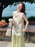 Monarch 2-Piece Green Printed Cheongsam Top