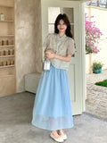Gardenia 2-Piece Jacquard Short-Sleeve Cheongsam Set