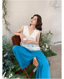 Spinel Iconic Lace Embroidered Top Wide Leg Pants Cheongsam Qipao Set