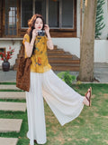 Crystal 2-Piece Printed Mandarin Collar Cheongsam Set
