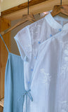 Pansy Light Blue Embroidered Cheongsam Dress