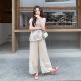 Ava 2-Piece Watercolor Embroidered Cheongsam Set