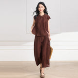 Odette 2-Piece Rose Brown Red Cheongsam Set
