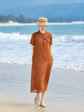 Nora Light Yellow Striped Cheongsam Dress