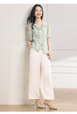 Betelgeuse 2-Piece Green Pink Wide-Leg Cheongsam Set