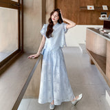 Acme 2-Piece Blue Jacquard Cheongsam Top