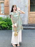 Queen 2-Piece Floral Print Cheongsam Top