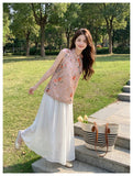 Primula 2-Piece Printed Mesh Cheongsam Set