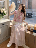 Tulle 2-Piece Dyed Top Cheongsam Set