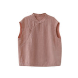 Ulrika Peach Pink Linen Cheongsam Top