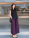 Charm 2-Piece Black Ruffle Cheongsam Set