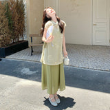 Gladiolus 2-Piece Green Embroidered Cheongsam Set